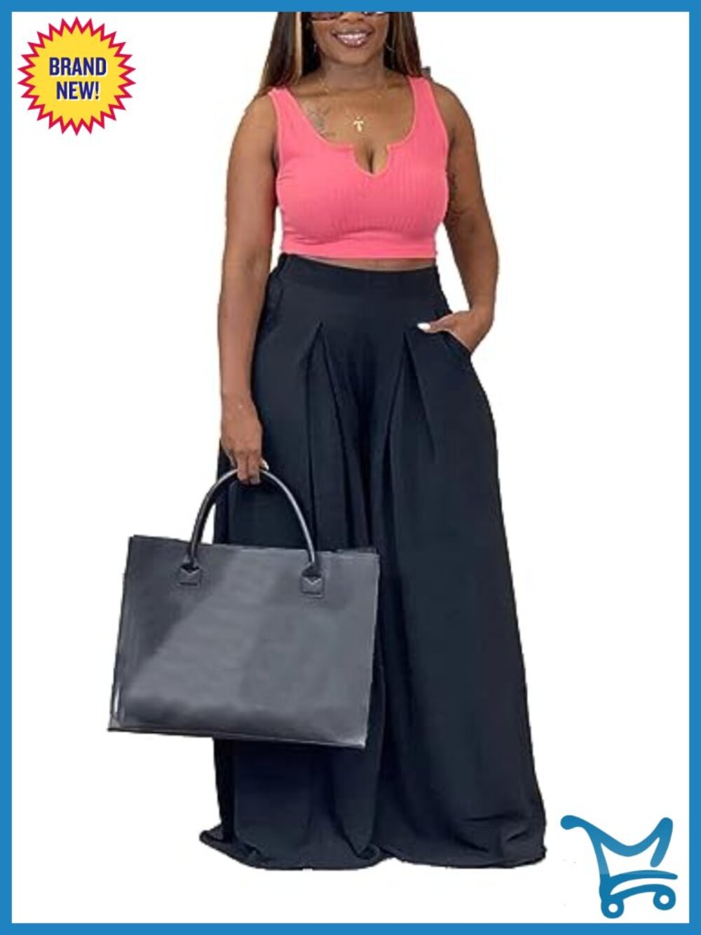 Women's Plus Size Wide Leg Palazzo Lounge Pants High Waist with Pockets